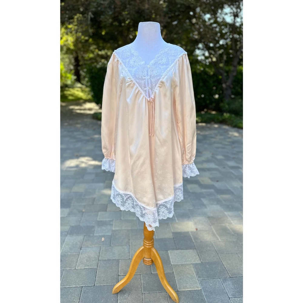 Vintage 80s Chemise Nightgown Romantic Victorian Edwardian Ephemera Shabby Chic - Picture 3 of 10